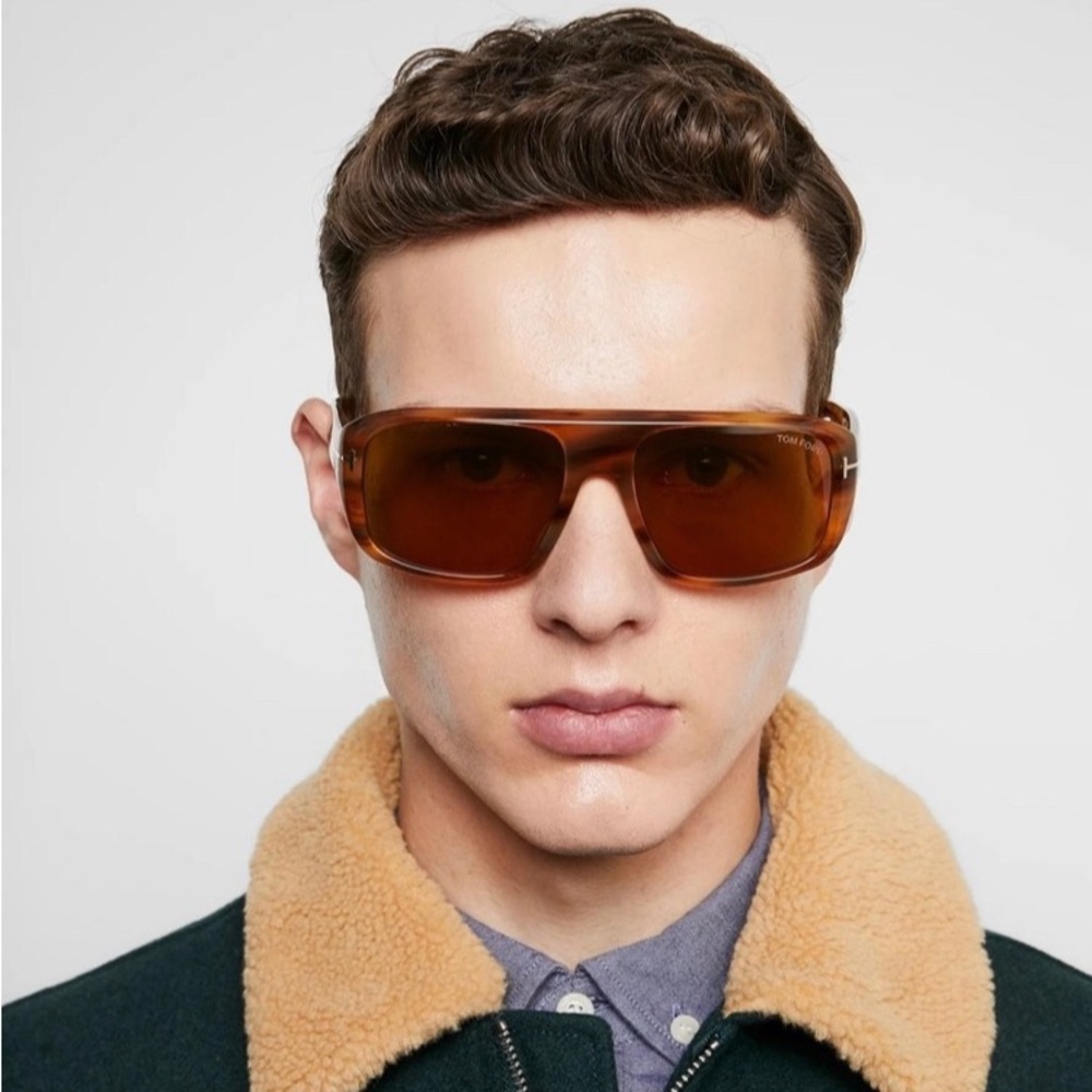 New - Tom Ford Duke Tf754 Soft Squared Acetate Shape Enriched Sunglasses